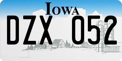 IA license plate DZX052