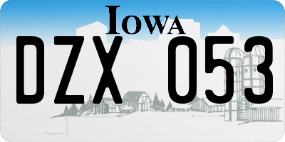 IA license plate DZX053