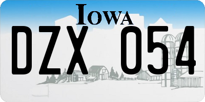 IA license plate DZX054