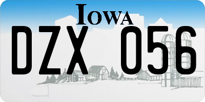 IA license plate DZX056