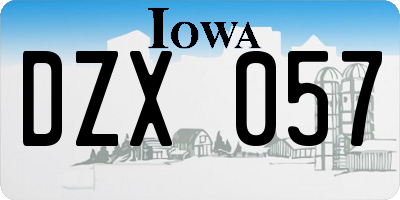 IA license plate DZX057