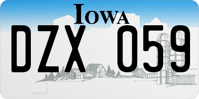 IA license plate DZX059