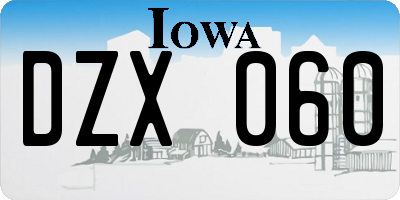 IA license plate DZX060