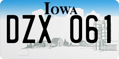 IA license plate DZX061