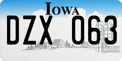 IA license plate DZX063