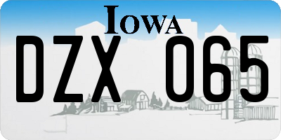 IA license plate DZX065