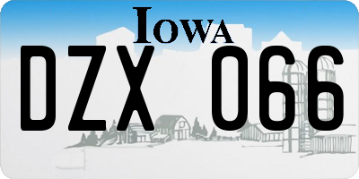 IA license plate DZX066