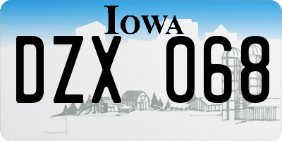 IA license plate DZX068