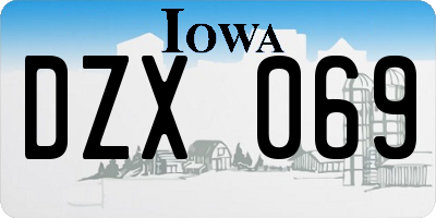 IA license plate DZX069