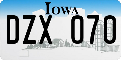 IA license plate DZX070