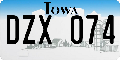 IA license plate DZX074