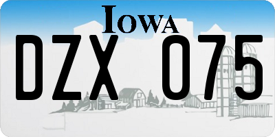 IA license plate DZX075