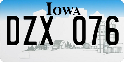 IA license plate DZX076