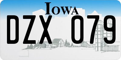 IA license plate DZX079
