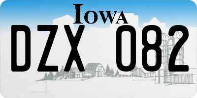 IA license plate DZX082