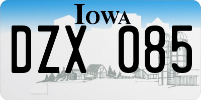 IA license plate DZX085