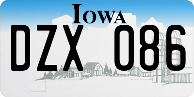 IA license plate DZX086