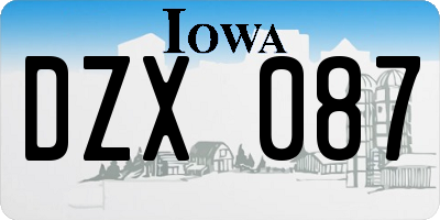IA license plate DZX087