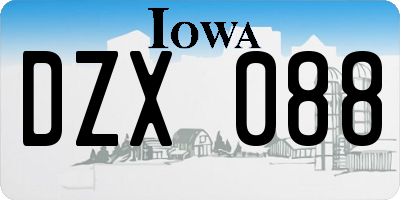 IA license plate DZX088