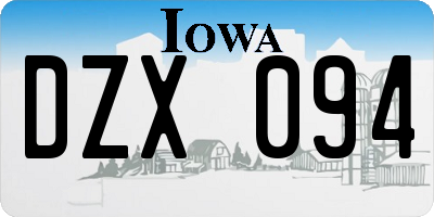 IA license plate DZX094