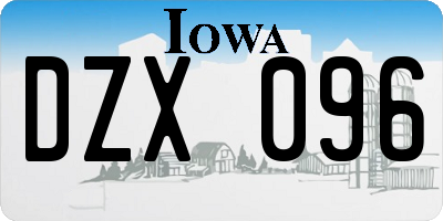 IA license plate DZX096