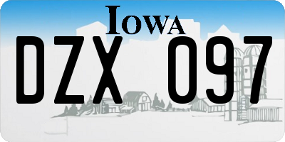 IA license plate DZX097