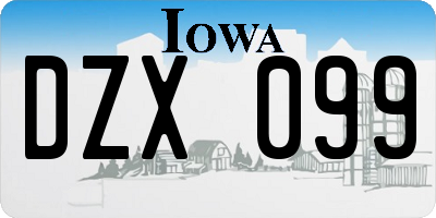 IA license plate DZX099