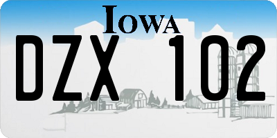 IA license plate DZX102