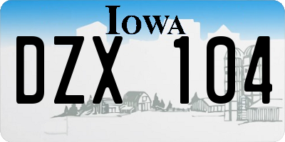 IA license plate DZX104