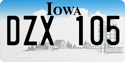 IA license plate DZX105