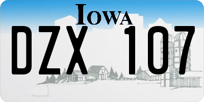 IA license plate DZX107