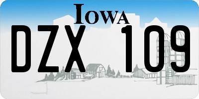 IA license plate DZX109