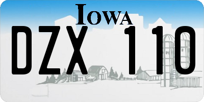IA license plate DZX110