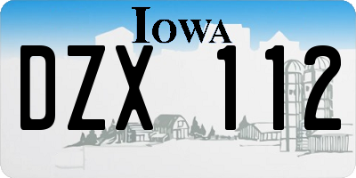 IA license plate DZX112