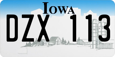 IA license plate DZX113