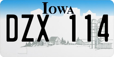 IA license plate DZX114