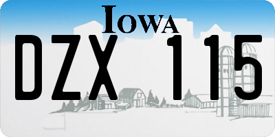 IA license plate DZX115