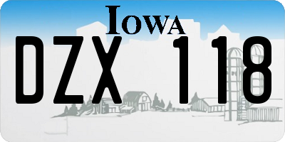 IA license plate DZX118