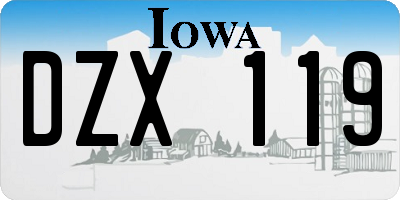 IA license plate DZX119