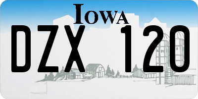 IA license plate DZX120