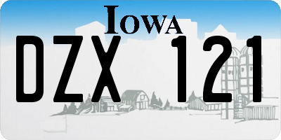 IA license plate DZX121