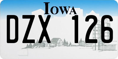 IA license plate DZX126