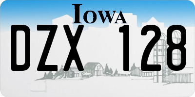 IA license plate DZX128