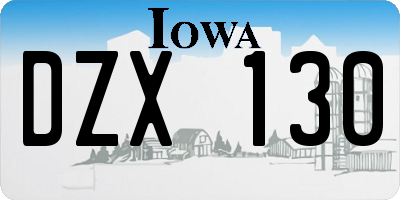 IA license plate DZX130