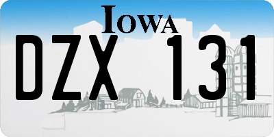 IA license plate DZX131