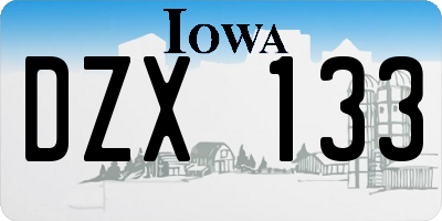 IA license plate DZX133