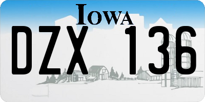 IA license plate DZX136