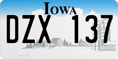 IA license plate DZX137