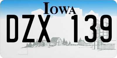 IA license plate DZX139