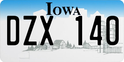 IA license plate DZX140